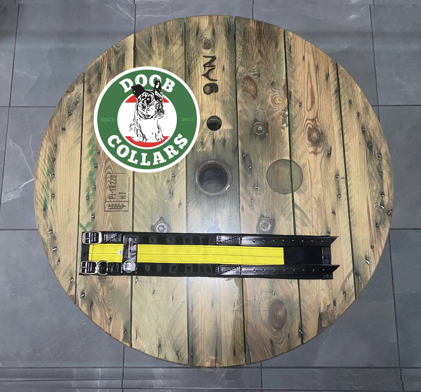 ‘Rocket' S/M neck collar - black/yellow